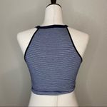 Women’s Navy Blue White Stripe Sleeveless Crop top, Sz Small Photo 4