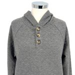Market & Spruce Quilted Hooded Button-Up Pullover Sweatshirt Gray Size Large NWT Photo 1