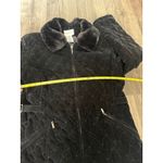 White Stag  Womens Black Quilted Velvet Faux Fur Collar Zip Up Jacket Medium 8 10 Photo 5