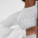 Rumored Vermont Mini Dress White MEDIUM Sweater Soft Girl Bohemian NWT Photo 2