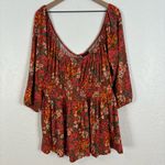Torrid Textured Jersey Smocked Waist Top Orange Floral NWT Plus Size 3 Photo 2