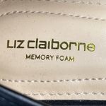 Liz Claiborne  Black Satin Pointed Toe Mary Jane Flats with Gold Heel Memory 8.5 Photo 6