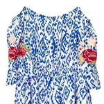 NWT Savanna Jane Boho Blue & White Ikat Floral Embroidered Shorts Romper Size 2X Photo 4