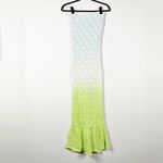 Amanda Uprichard  Aisha Green Blue Ombre Crochet Knit Strapless Midi Dress Small Photo 0
