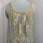 Sundance  NWT white, gold, green, sequins and beaded Gatsby sleeveless top M Photo 0