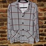 Cuddl Duds  White Houndstooth Plaid Button Down Soft Knit Shirt Women's Size XS Photo 0