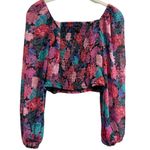 SO  Ruched Front Floral Print Crop Top Photo 6
