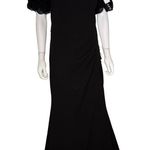 XScape  “Ashlyn” Long Scuba Crepe Off the Shoulder Wire Flower Gown Black Sz 10 Photo 1