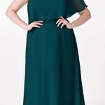 Azazie  Lizzy Pine A-Line One Shoulder Chiffon Maxi Dress Photo 0