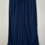 Time and Tru Linen Blend Navy Blue Wide Leg Pull On Pants, Sz Large Photo 0