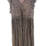 Mac Duggal Size 24 Beige Sequin Wrap Over Cap Sleeve Gown Champagne Formal 5502 Photo 4