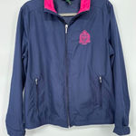 Ralph Lauren Active Womens Vintage Blue Pink Track Zip Jacket Logo Size Large Photo 0