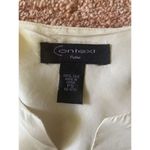 Context Petite Silk Blouse PS Pearl Ivory w Blush Sheen Embroidered Top White Size 4P Photo 4