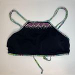 Victoria's Secret Y2K Bikini High Neck Black Embroidered Strappy Swim Top Size M Photo 0