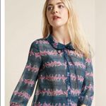 Modcloth  sheer navy button down ballerina blouse Photo 1