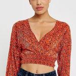 Urban Outfitters NWT  Floral Plisse Wrap Crop Top Photo 1