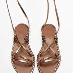 Massimo Dutti Good Metallic Leather Lace Up Sandals  Photo 1