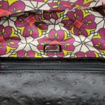 Guess Womens Shoulder Bag Black Ostrich Embossed Faux Leather Accordion Clutch Photo 30