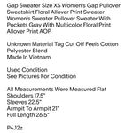 Gap Sweater Size XS Women's Pullover Sweatshirt Floral Allover Print Sweater Photo 1