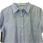 LL Bean Blue Floral Wrinkle Free Pinpoint Oxford Long Sleeve Button Shirt SMALL Photo 3