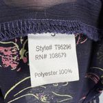 Alice Blue  Blouse Navy Ruffle Sheer Fabric Floral Feminine Small‎ Photo 4