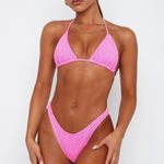 White Fox Boutique St. Lucia Bikini Top & Island Hideout Bottoms, Baby Pink Ruched Photo 0