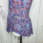 Free People Babydoll Peplum Tank Top Sz XS Blue Floral Bohemian Cottage Photo 7