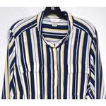 CJ Banks Shirt Striped Long Sleeve Blouse Hi Low Yellow Blue White Women Plus 3X Photo 1