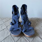 Kate Spade Elegant Classy Navy Blue Suede Women's Wedge Heels Sandals Size 7 Photo 0