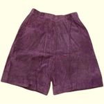Vintage 1980s Brooks Atelier 100% Leather High Waisted Pleated Shorts size 6 Purple Photo 1