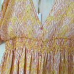 House of Harlow 1960 BOHO RUFFLED TIERED FLORAL PEACH METALLIC MAXI DRESS M NWT Photo 4
