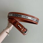 Southwestern Brown Leather Woven Patterned Belt Cowboy Rodeo Photo 0