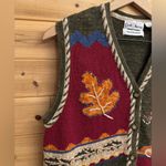 Croft & Barrow Vintage  Medium Fall Leaf Themed Embroidered Button Vest Photo 2