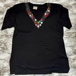 Vintage 80s Bejeweled Black V Neck Tunic Top Dress Le Maglie Di Nives One Size Size undefined Photo 1