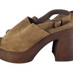 BioNatura Suede Slingback Open Toe Chunky High Block Sandals Womens Size 8 Brown Photo 0