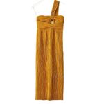 Alice McCALL  Dress Power Lady Pleated One‎ Shoulder Midi in Sunset Yellow Size 4 Photo 4