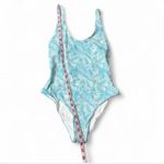 Palm Print One Piece Swimsuit‎ Blue Photo 14