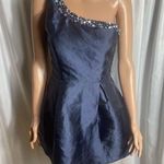 Midnight Doll Midnight Blue Juniors Size 3 Rhinestone Elegant One-Shoulder Mini Navy Dress NWT Photo 0