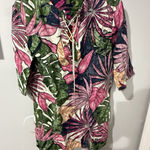 Tommy Bahama  Women's S Remy‎ Retro Linen LaceUp Dress Tunic Mini  Floral Pockets Photo 0