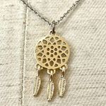 Dainty gold and silver tone dream catcher necklace Photo 4