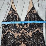 Free People  Black Night Shimmer Mini Dress Sequin Lace V Neck Size 6 OB553497 Photo 8