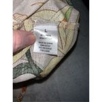 Women’s Linen Blend Floral Tie Front Blouse Top Large Tan Photo 8