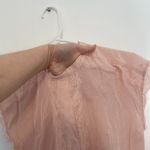 EXPRESS Light Baby Pink Textured Swiss Dot Lace Trim High Neck Coquette Blouse S Photo 4