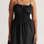 Quince  Black Organic Cotton Keyhole Midi Dress Spaghetti Straps Size Small NWT Photo 0