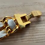 Sonnet Ladies Watch Gold Tone and White Leather Weave Bracelet White Dial Photo 6