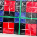 Andrea Pfister Vintage 1980s Multicolor Plaid Splat Leather Clutch Purse Bag Photo 6