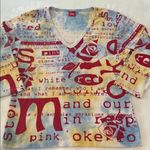 Glima Y2K Colorful Text Collage Floral Print Graphic V Photo 7