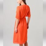 Cupcakes and Cashmere Mulholland Dot Coral Flutter Sleeve Wrap Dress Size Medium Photo 1