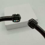 Henri Bendel  Gunmetal Deco Petite Rhinestone Logo Cuff Open Bracelet Photo 4