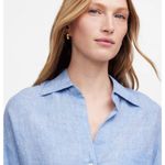 Madewell Shirred Button Up Linen Shirt Women’s Sz Small Sunfaded Blue Top NWT Photo 11